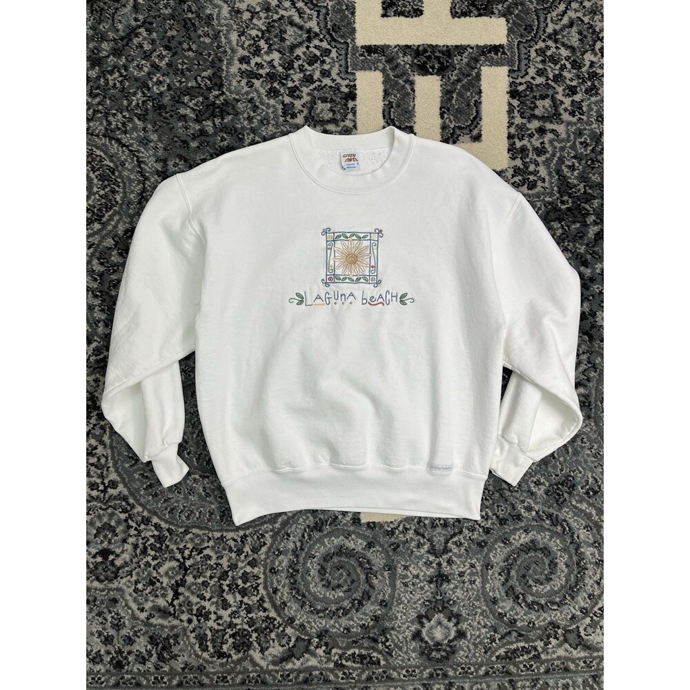 Vintage Women Crazy Shirt  Laguna Beach Sweatshirt White Size Medium